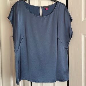 Vince Camino Blue Metallic Satin Blouse
